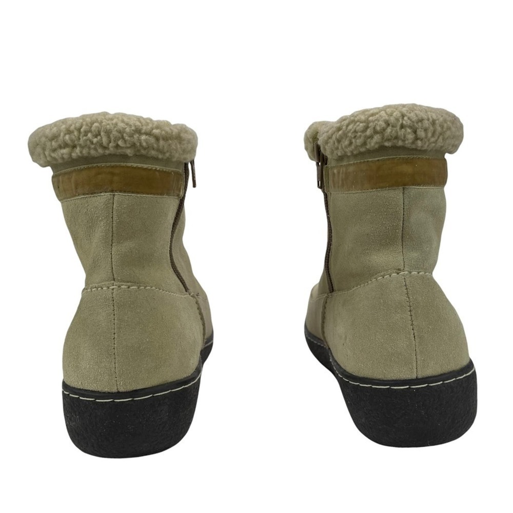 Land's End Womens Size 10 Cream Suede & Fleece Lined Winter Ankle Botties Boots - Picture 9 of 14